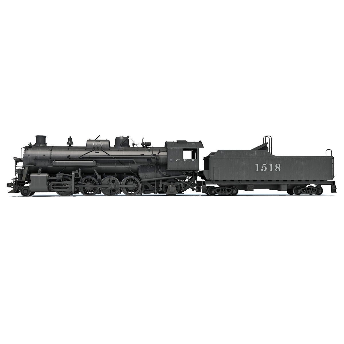 Black Steam Locomotive 3D model_1