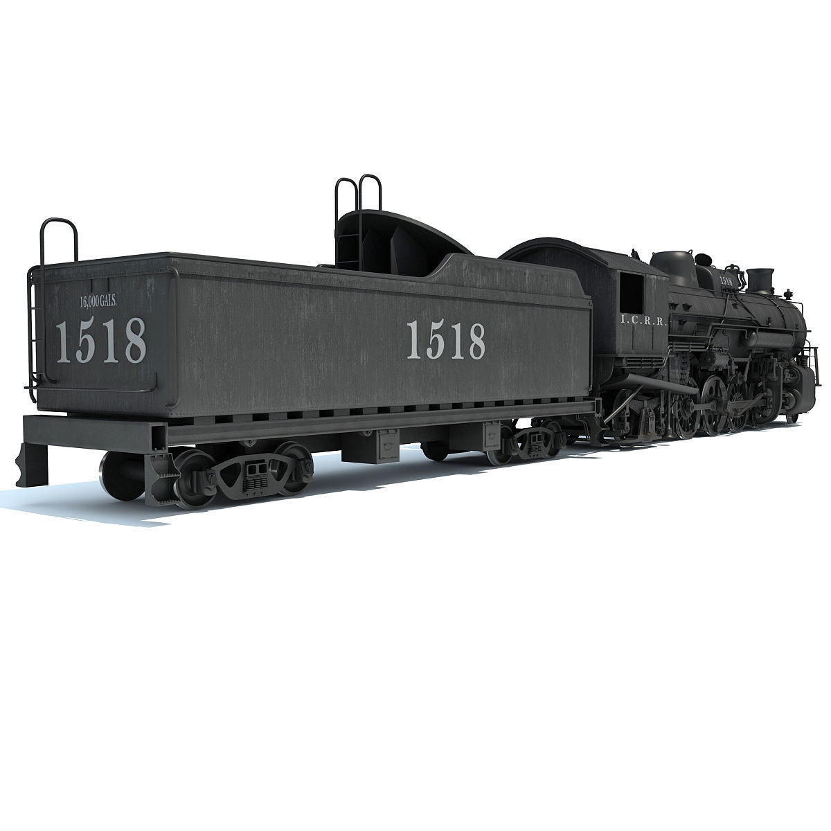 Black Steam Locomotive 3D model_3