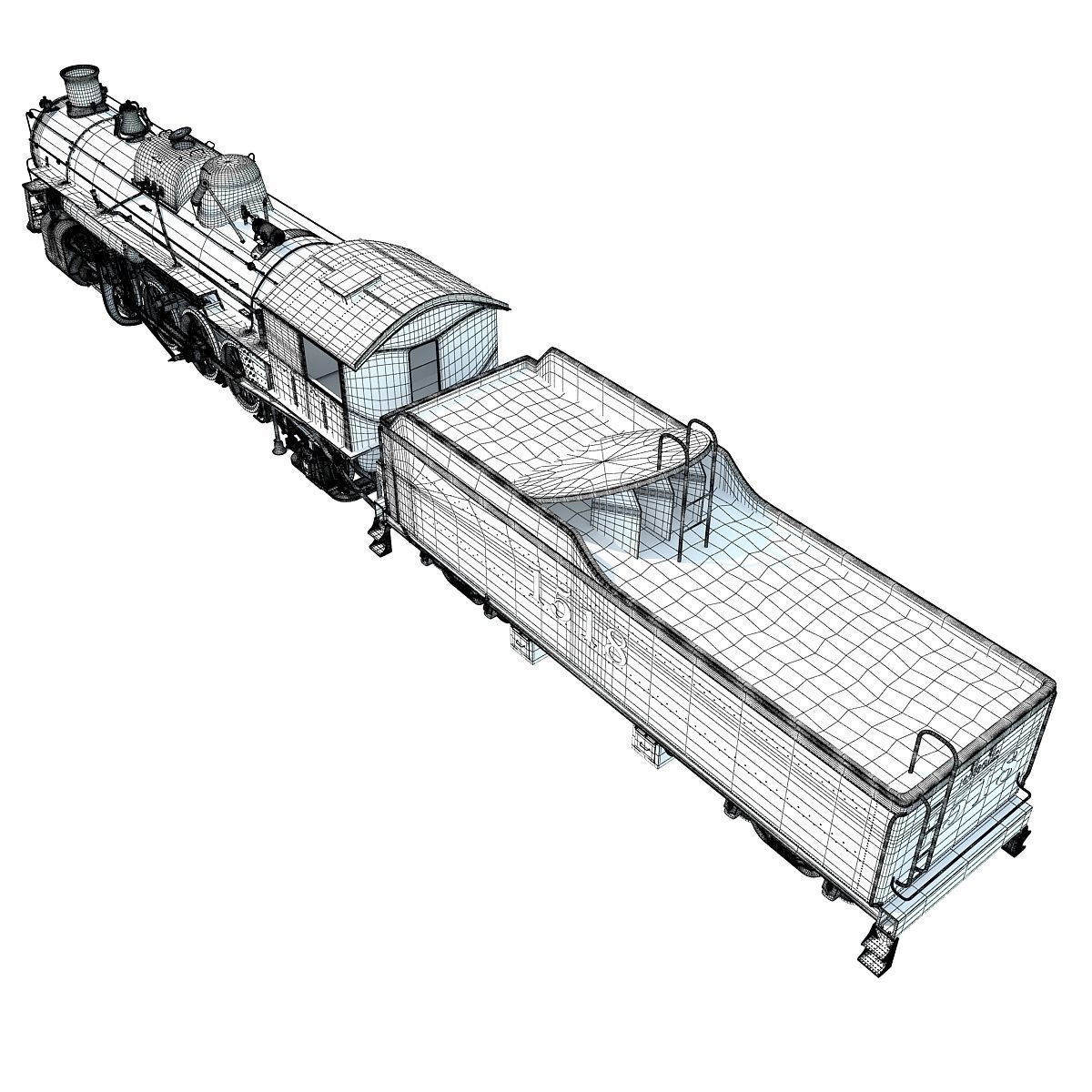 Black Steam Locomotive 3D model_21