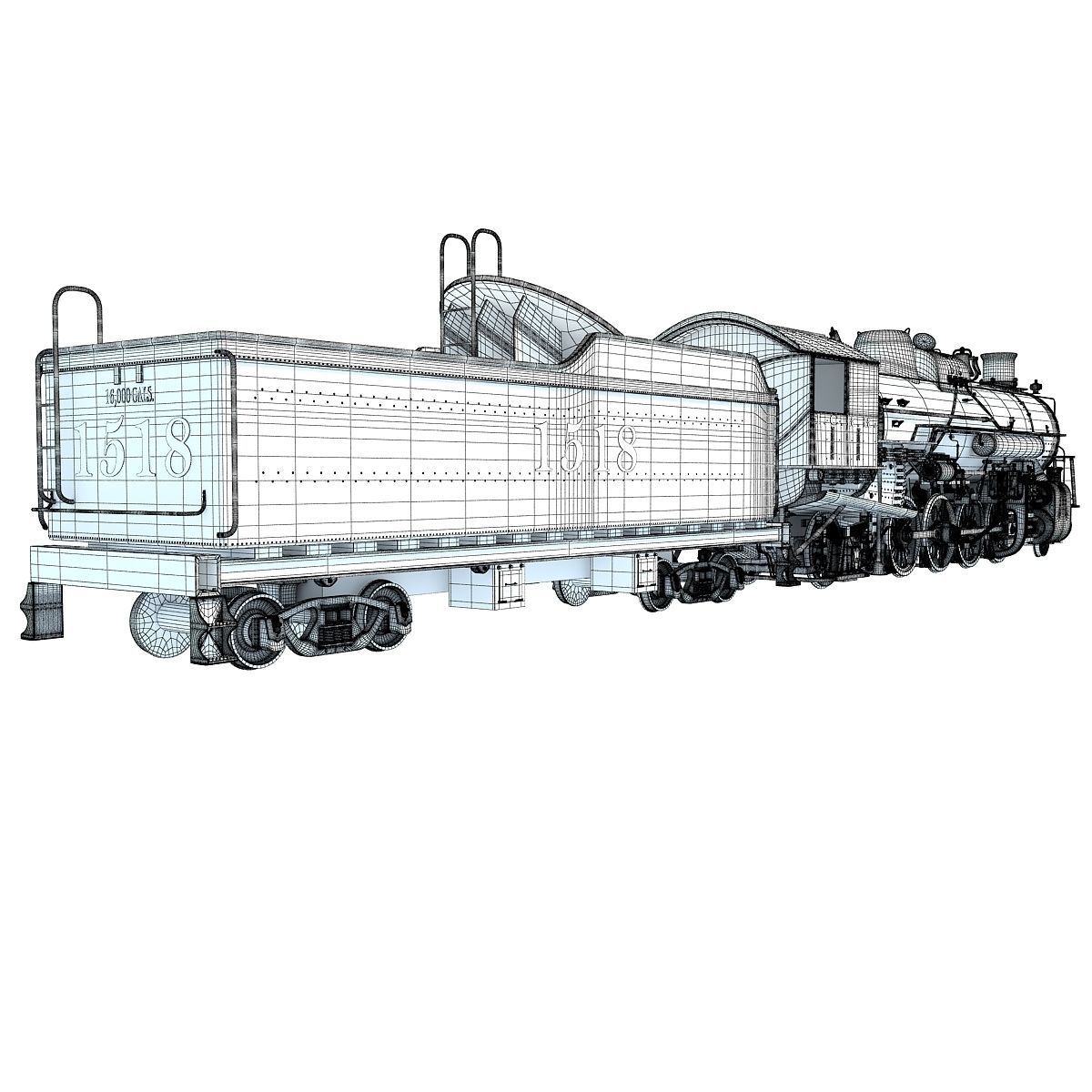 Black Steam Locomotive 3D model_20
