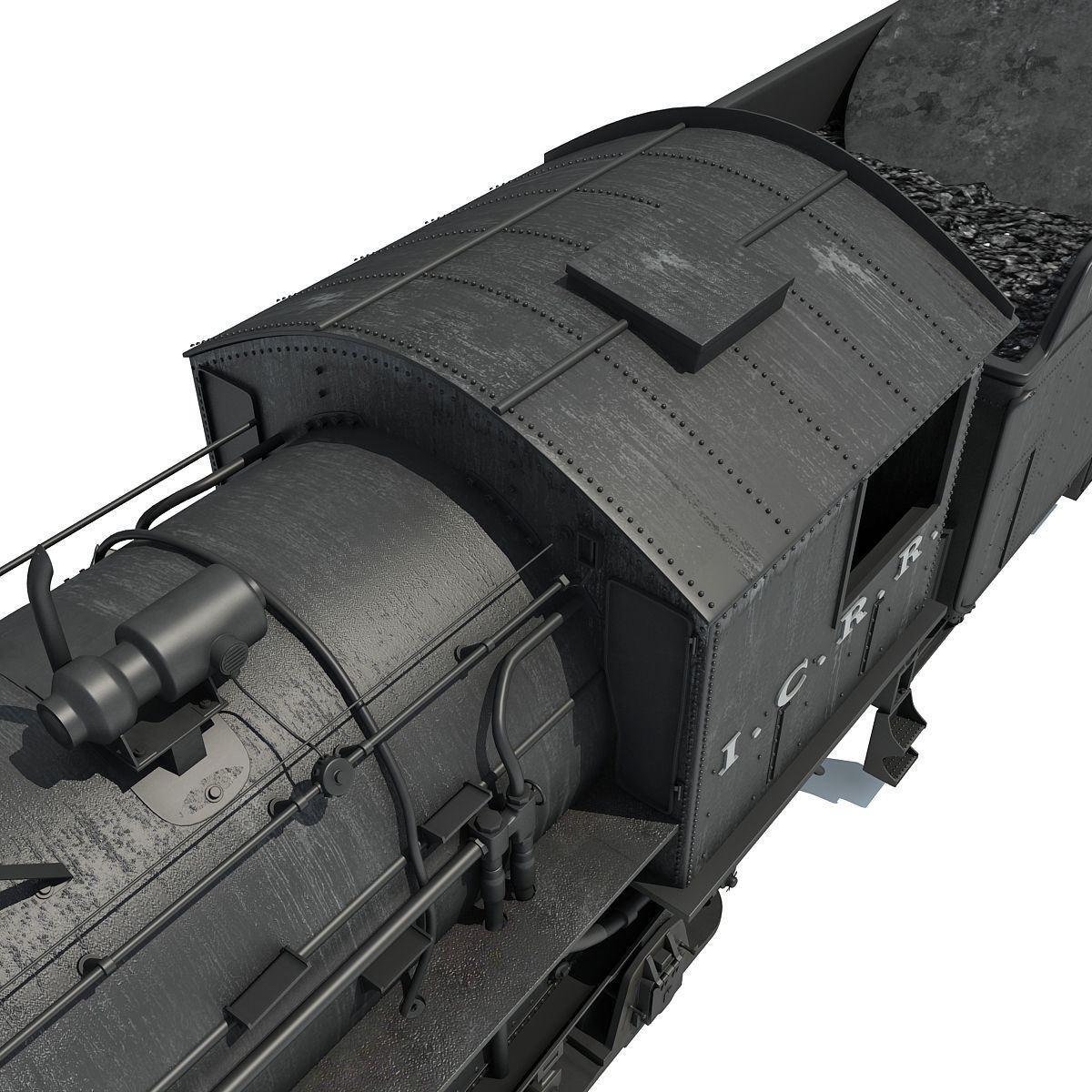 Black Steam Locomotive 3D model_17