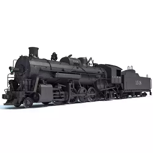 Black Steam Locomotive 3D model