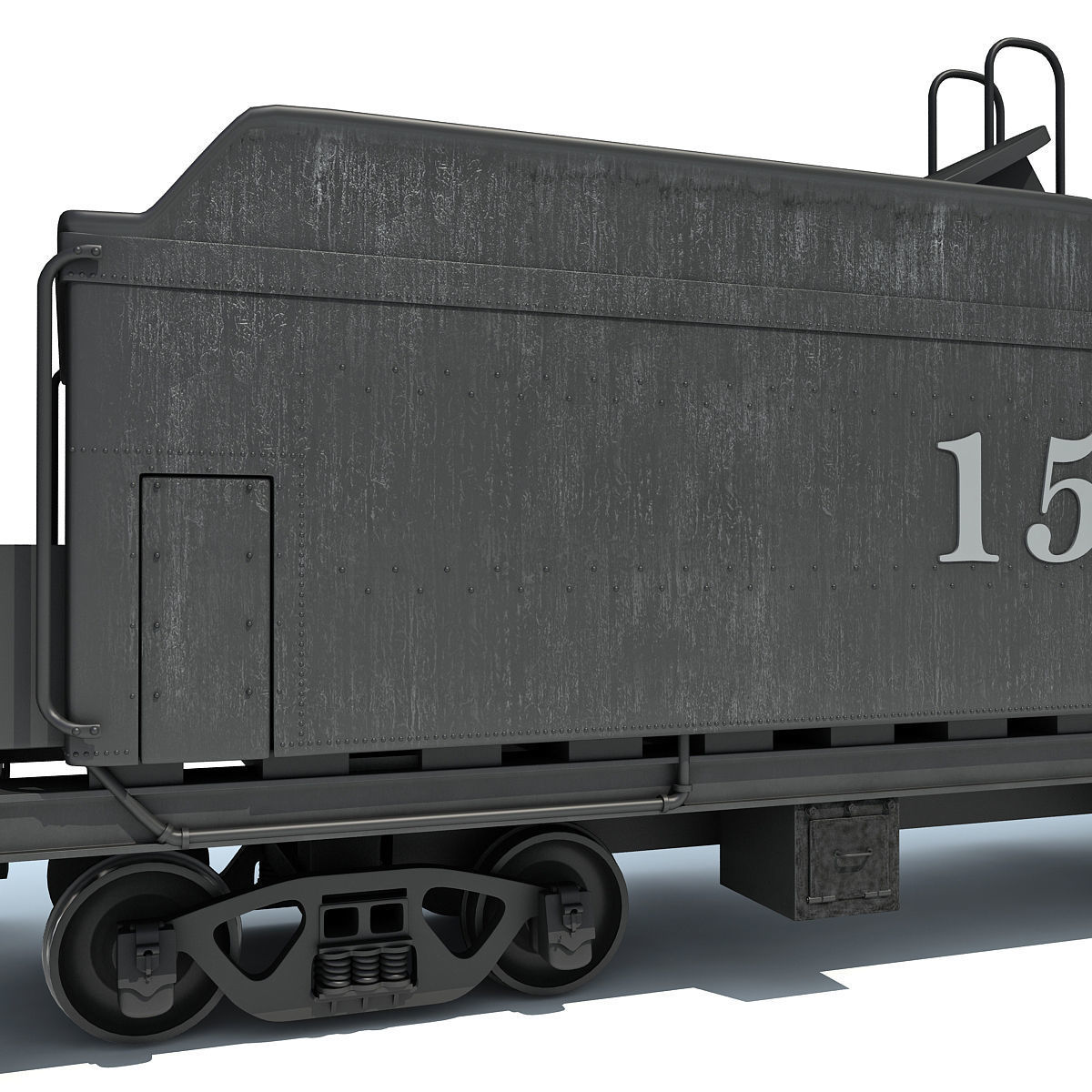 Black Steam Locomotive 3D model_16