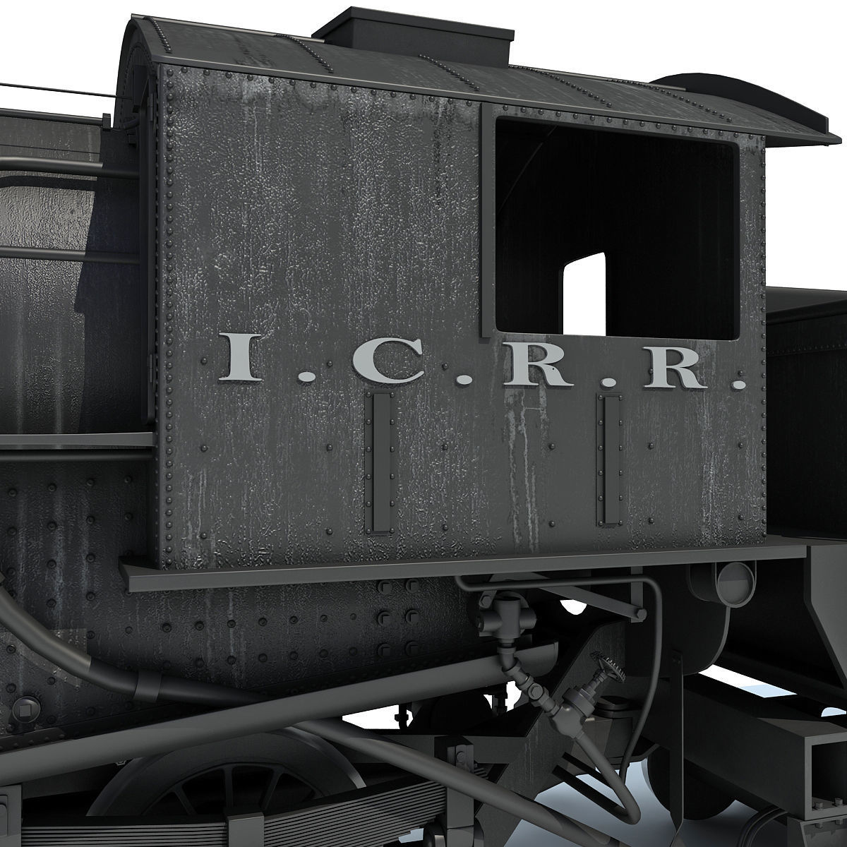 Black Steam Locomotive 3D model_18