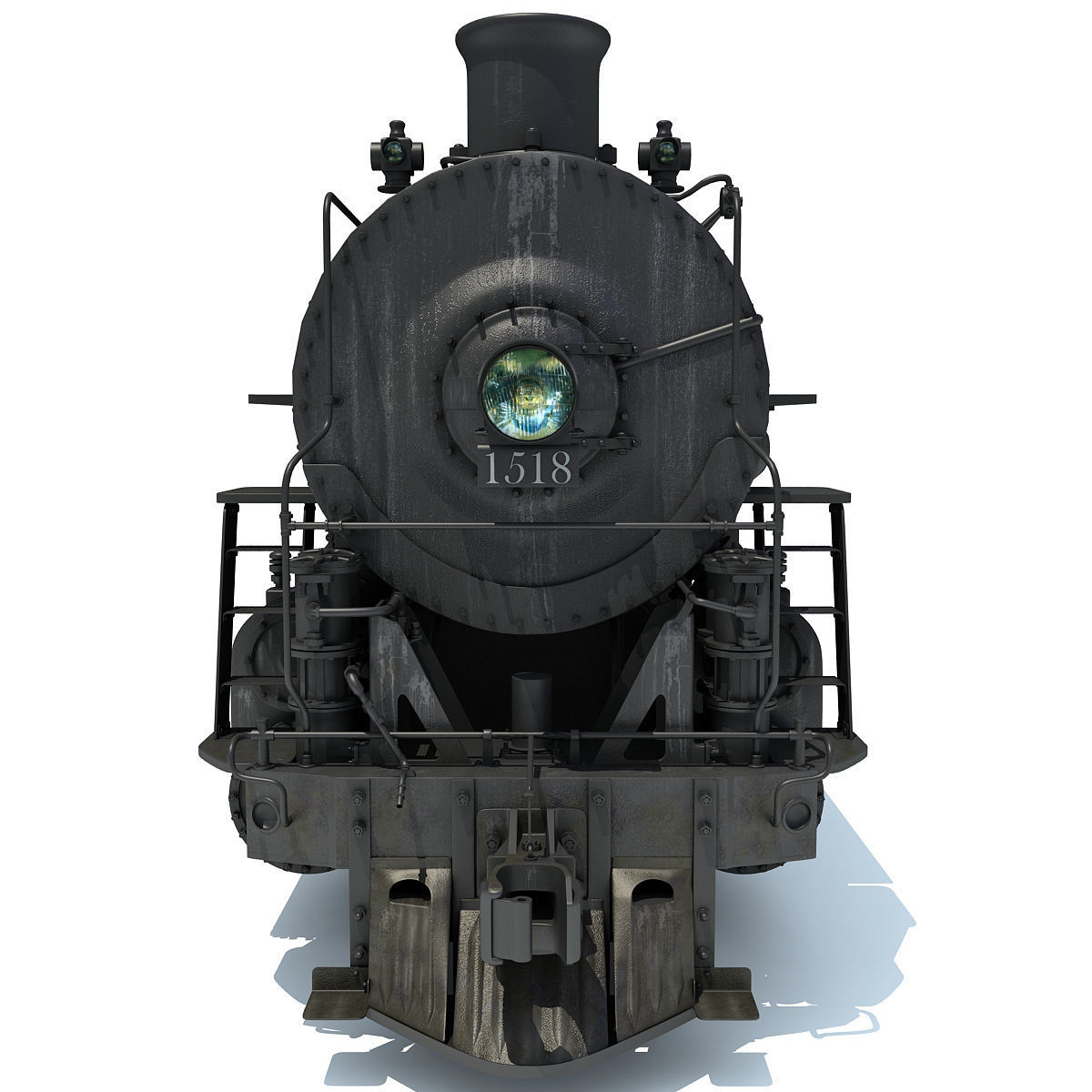 Black Steam Locomotive 3D model_7