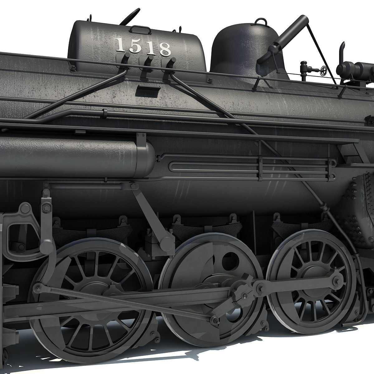 Black Steam Locomotive 3D model_15