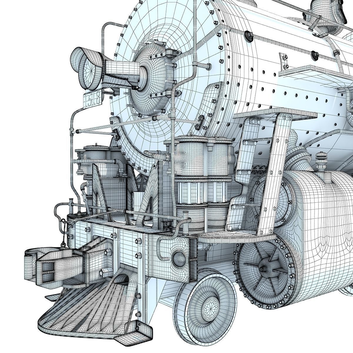 Black Steam Locomotive 3D model_23