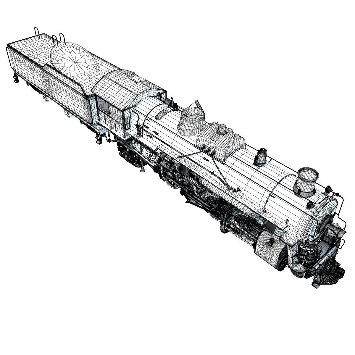 Black Steam Locomotive 3D model_22