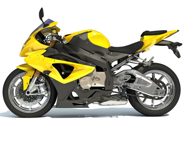 Yellow Sport Bike Racing Motorcycle 3D model