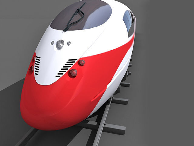 Red Speed Train 2 3D model_4