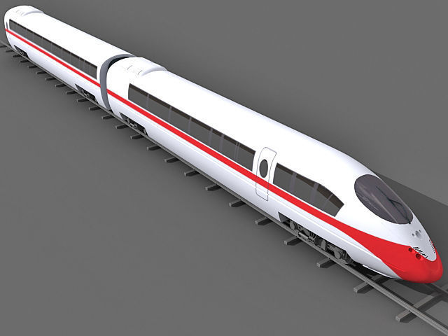Red Speed Train 2 3D model_1