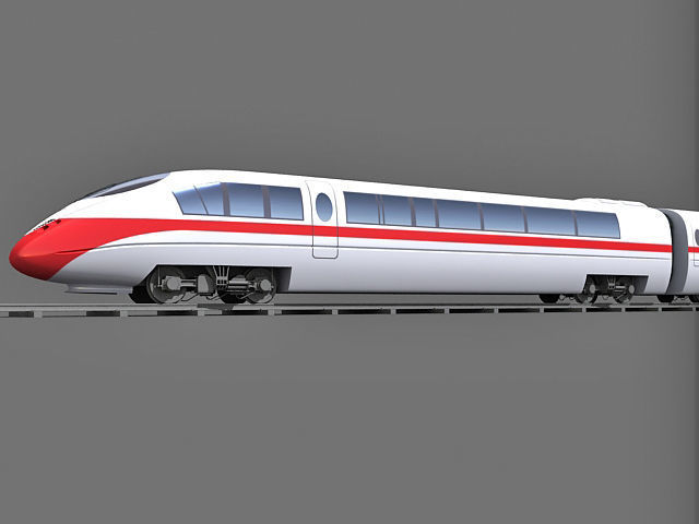 Red Speed Train 2 3D model_2