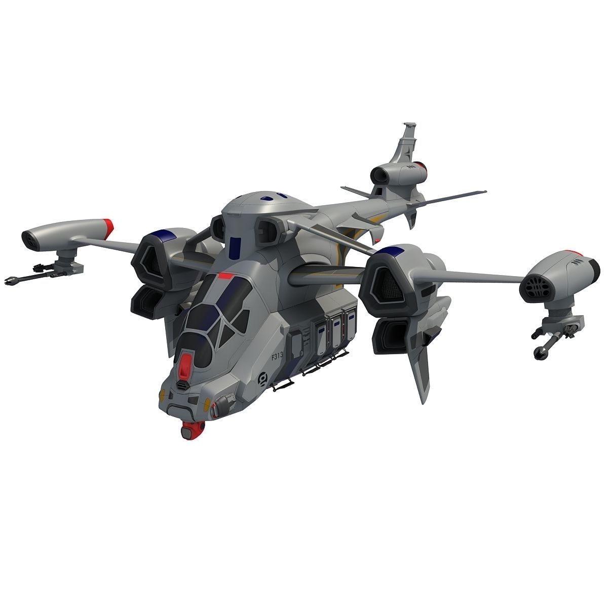 Futuristic Spaceship  3D model_9