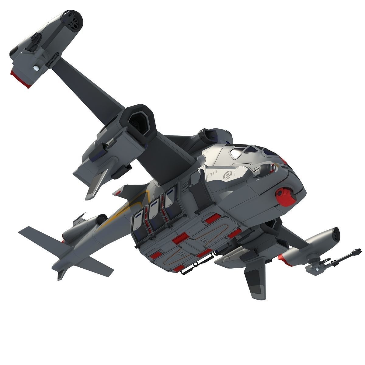 Futuristic Spaceship  3D model_7