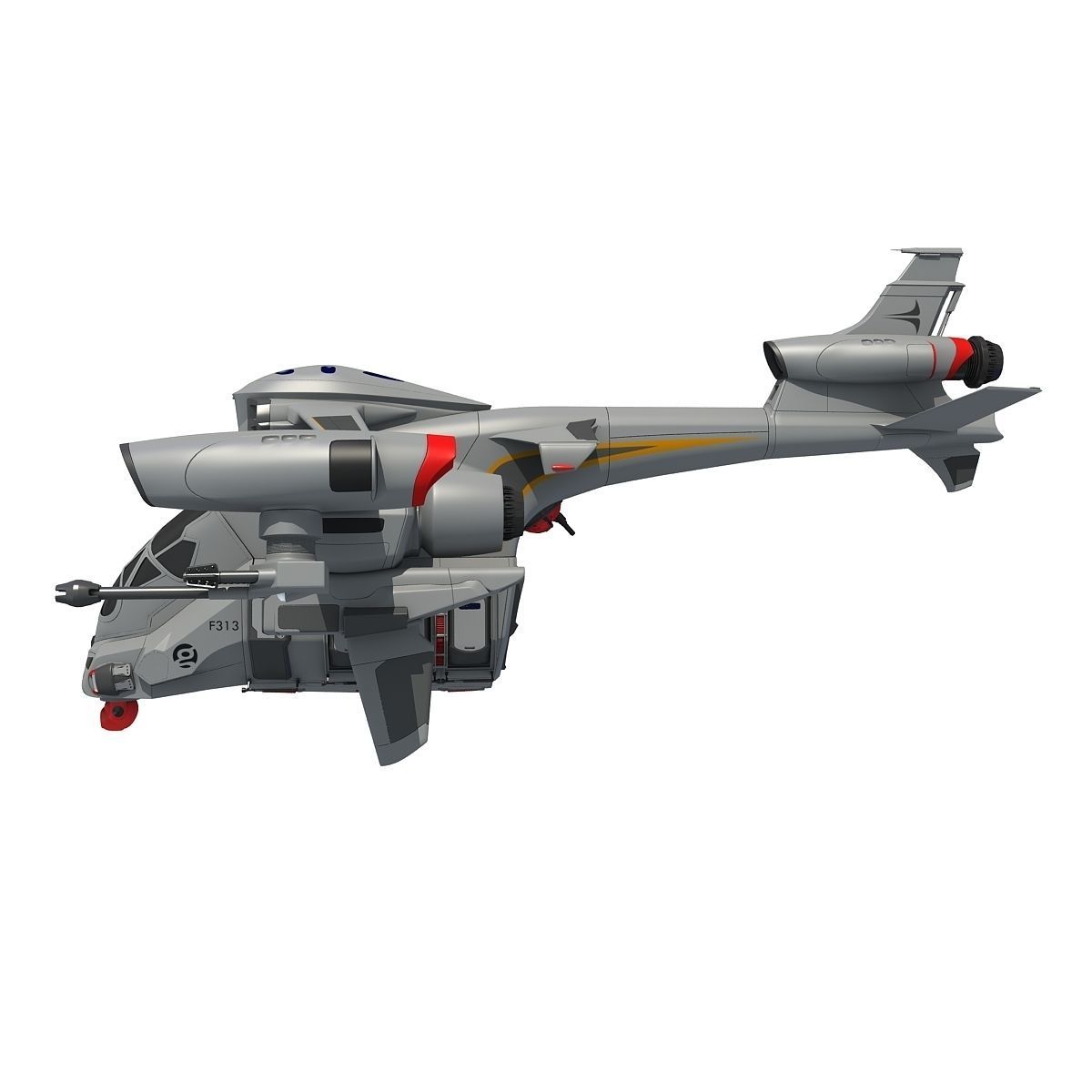 Futuristic Spaceship  3D model_5