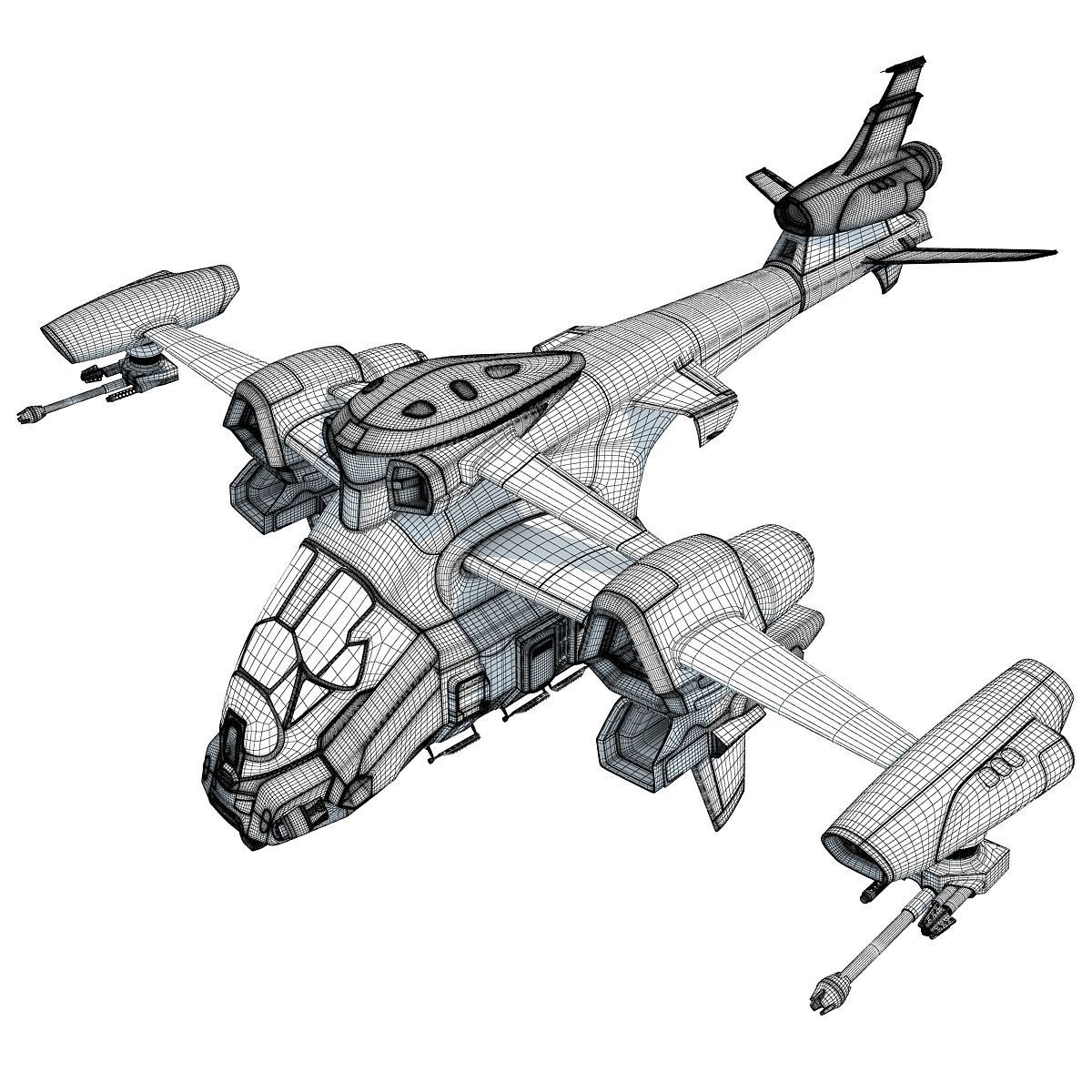 Futuristic Spaceship  3D model_16