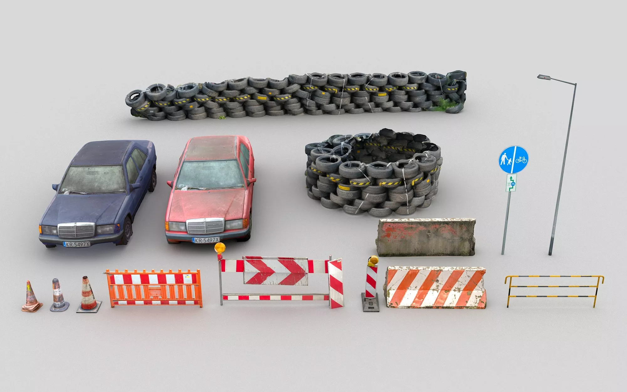 Street barriers Scan LP Low-poly 3D model