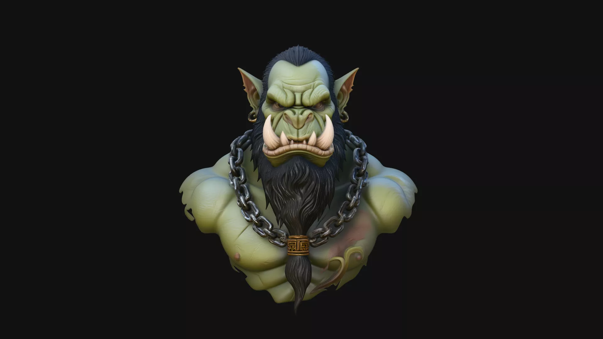 Orc Warlord Bust Statue Design 4 - 3D Print Model 3D print model