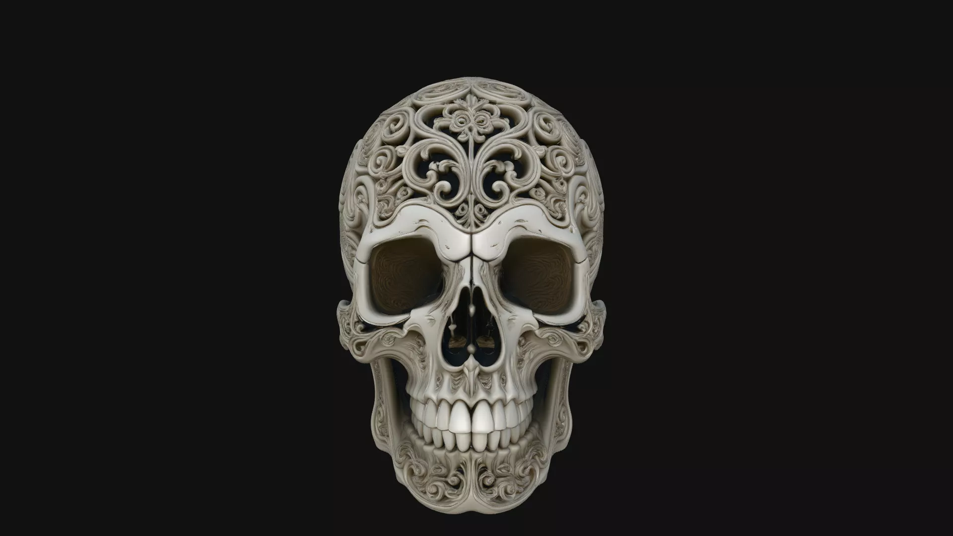 Filigree Carved Skull Statue Design 1 - 3D Print Model 3D print model