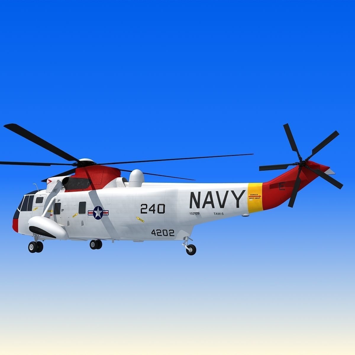 Red Sikorsky SH-3 Sea King 3D Model 3D model_5