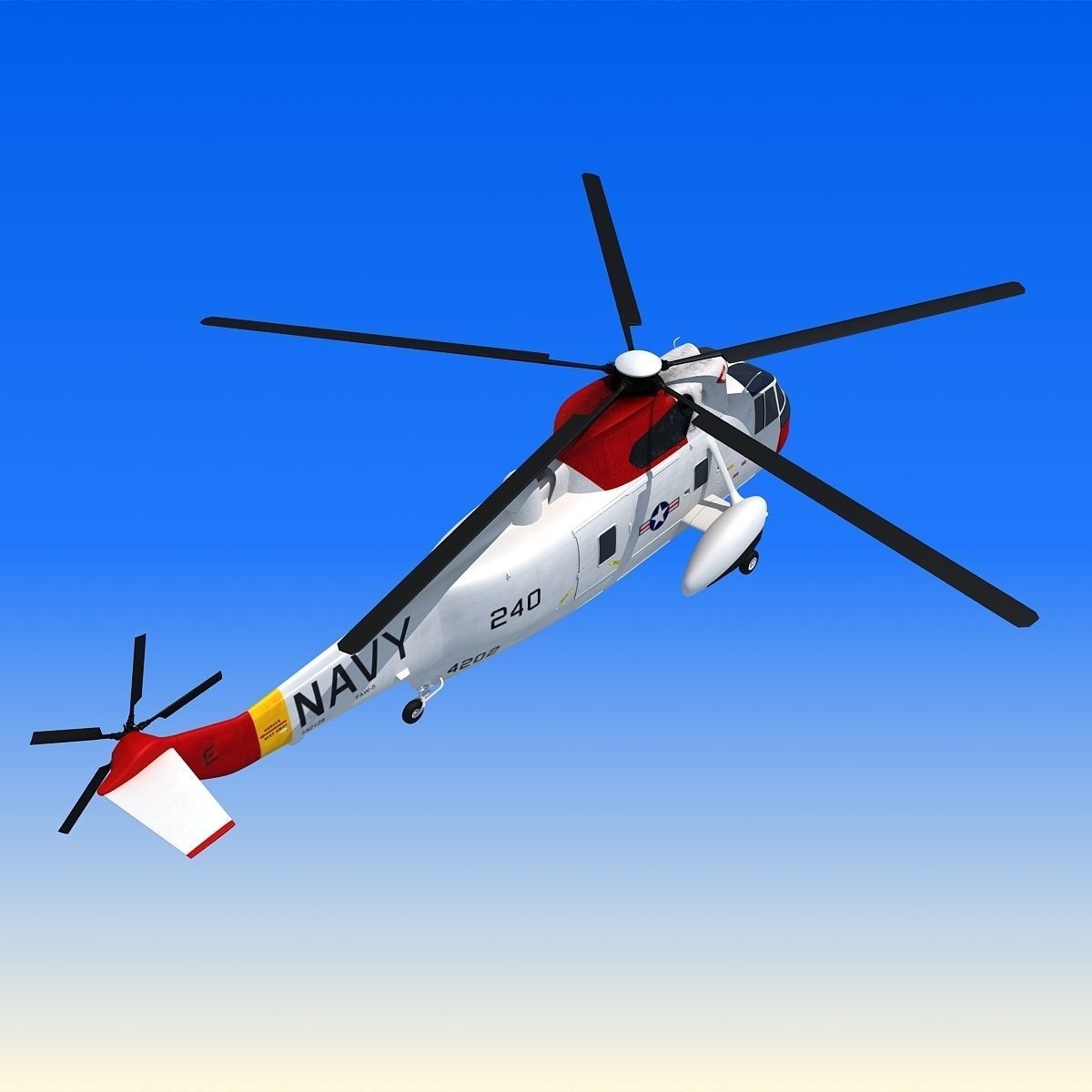 Red Sikorsky SH-3 Sea King 3D Model 3D model_9