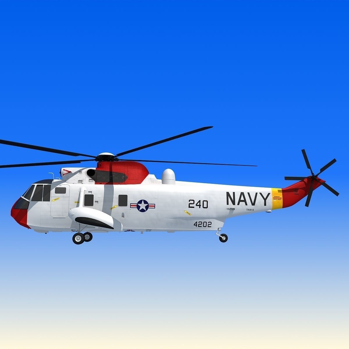 Red Sikorsky SH-3 Sea King 3D Model 3D model_6