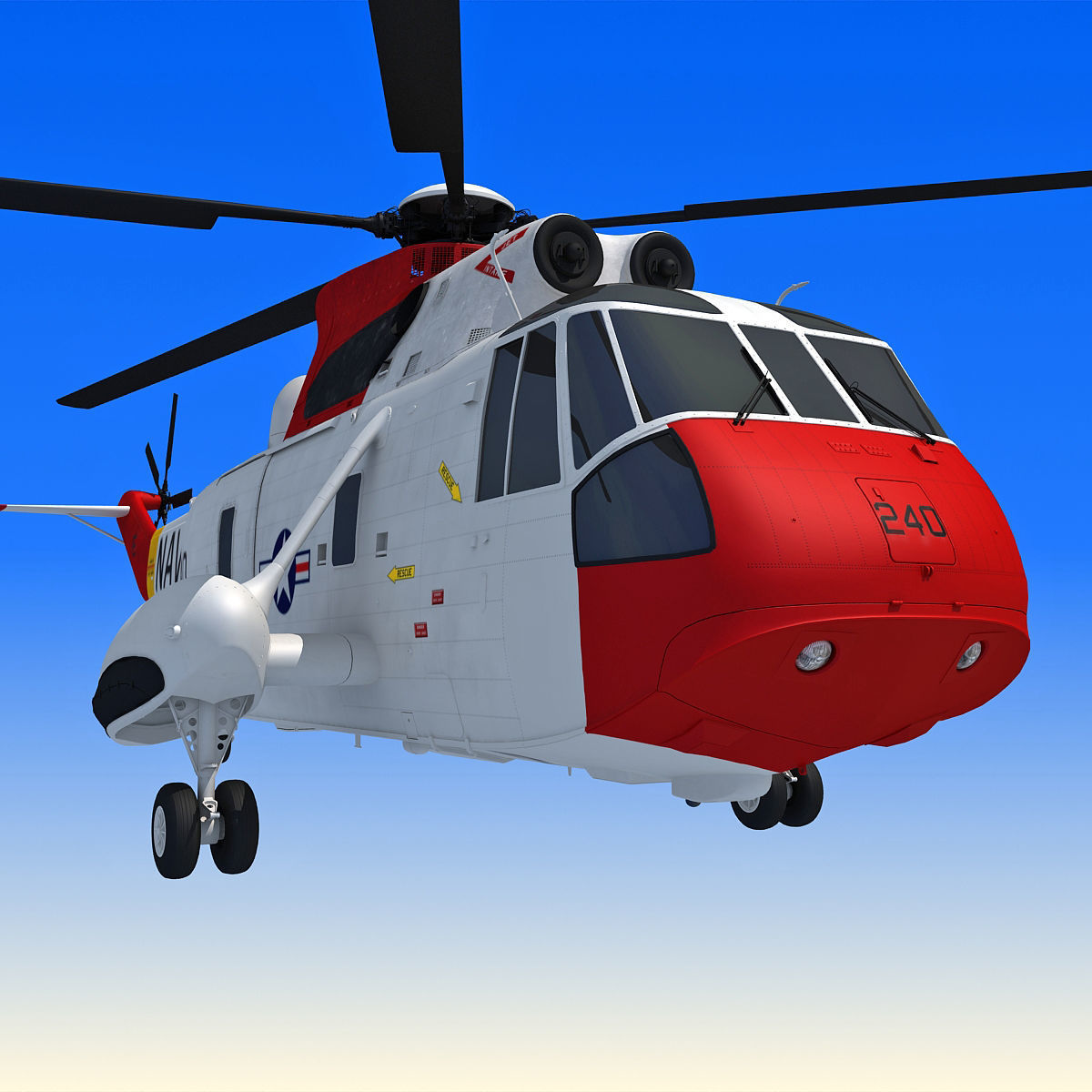 Red Sikorsky SH-3 Sea King 3D Model 3D model_7