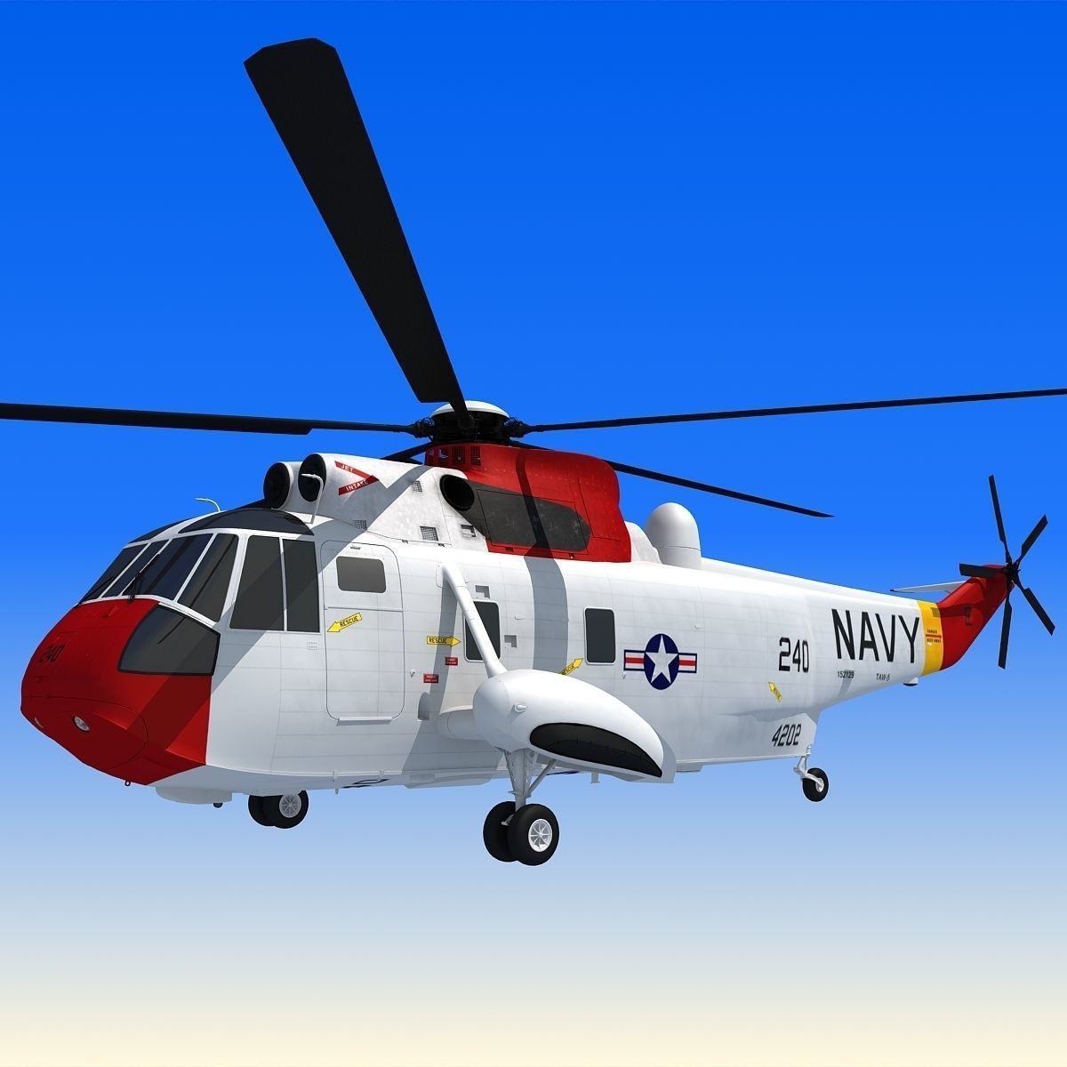 Red Sikorsky SH-3 Sea King 3D Model 3D model_8