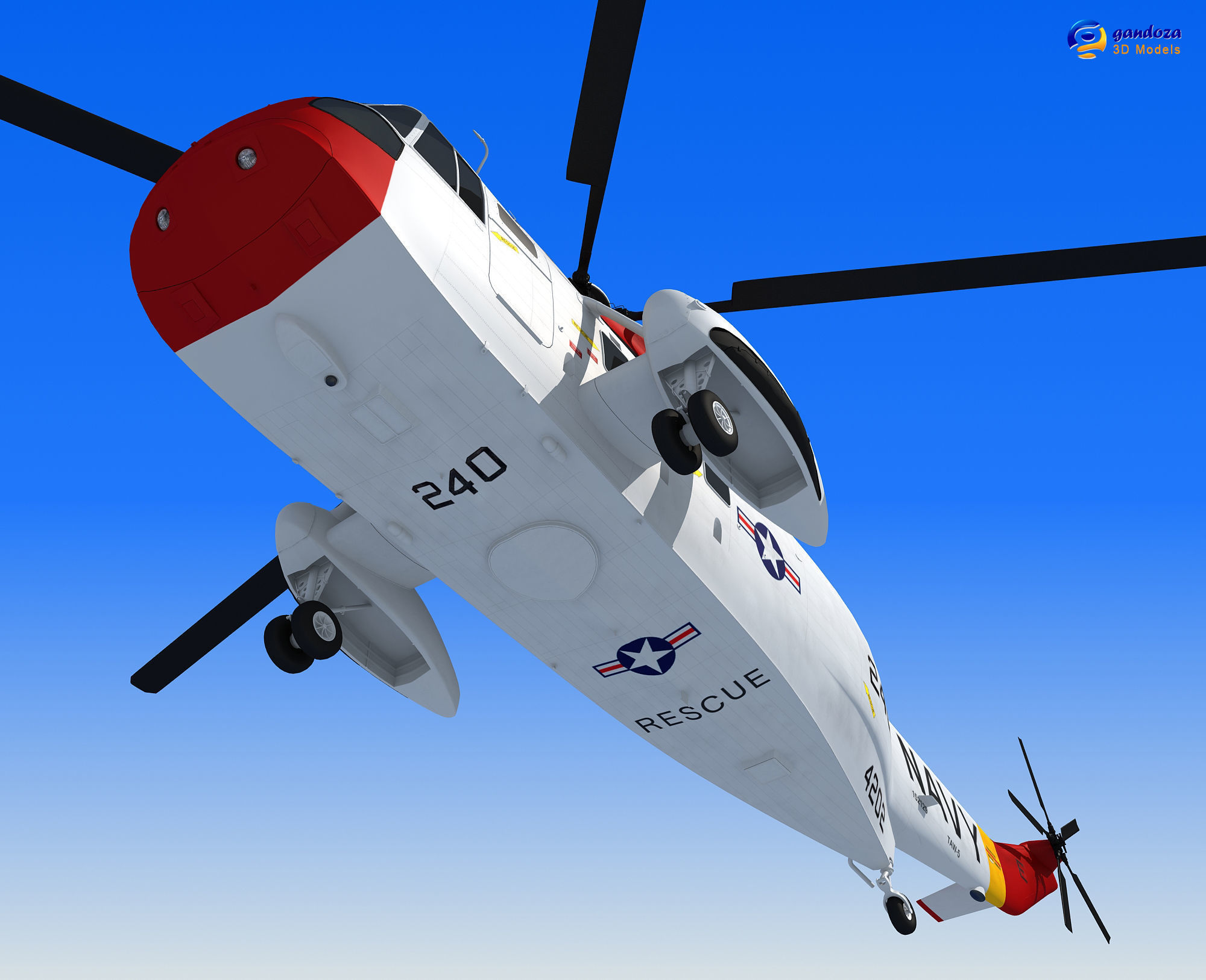 Red Sikorsky SH-3 Sea King 3D Model 3D model_2