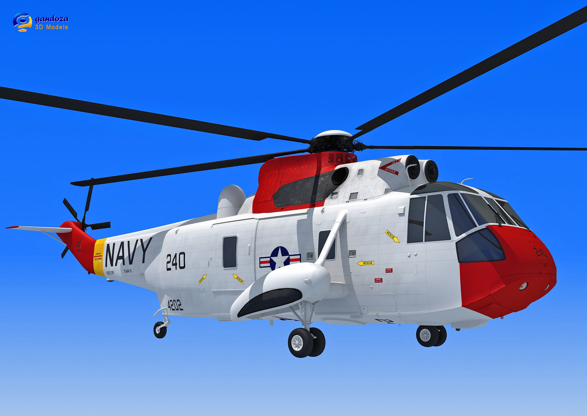 Red Sikorsky SH-3 Sea King 3D Model 3D model_3