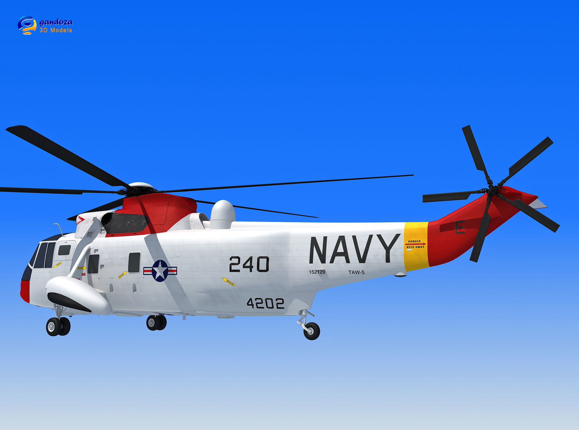 Red Sikorsky SH-3 Sea King 3D Model 3D model_10