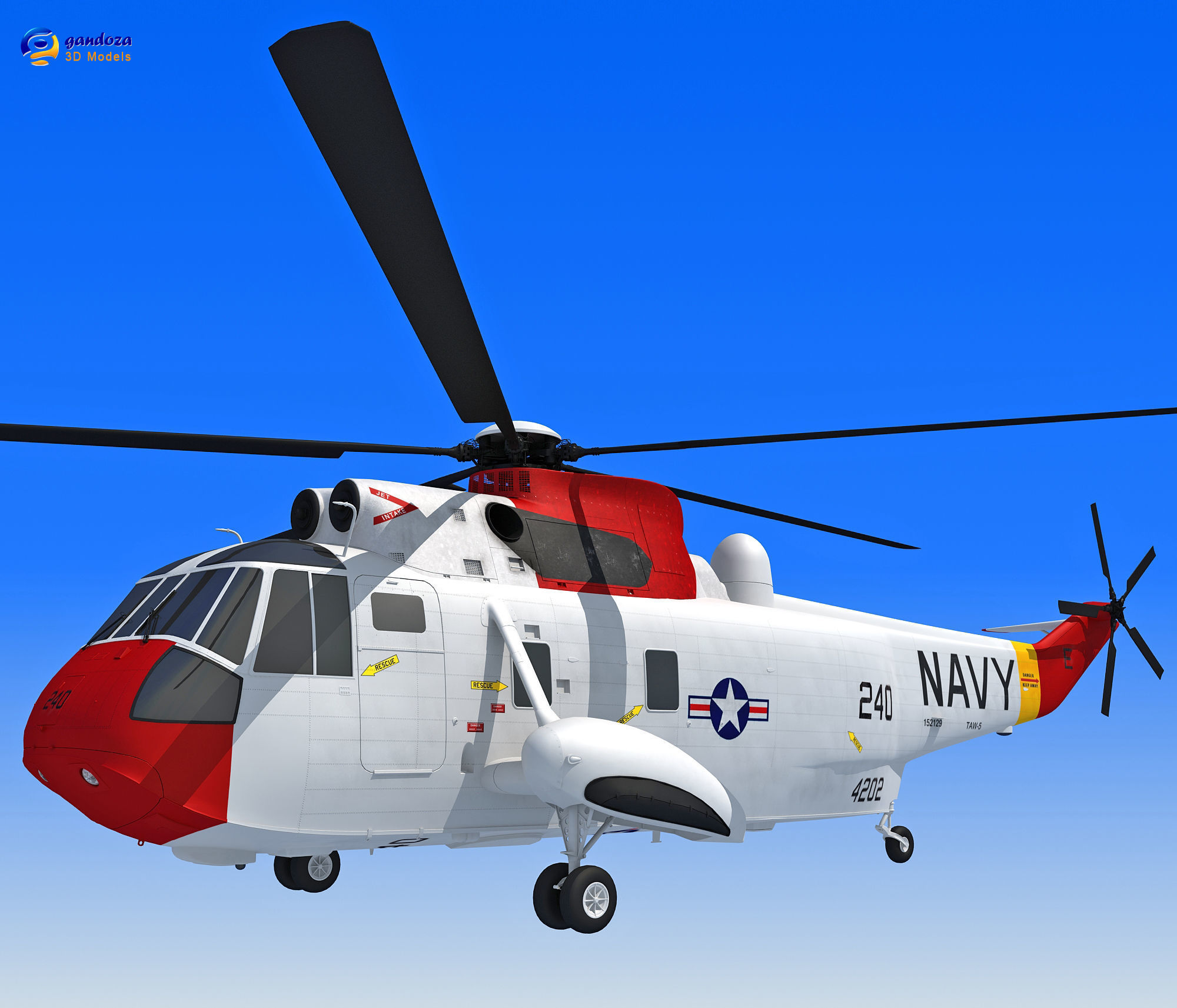 Red Sikorsky SH-3 Sea King 3D Model 3D model_12