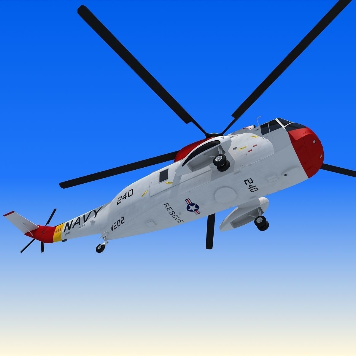 Red Sikorsky SH-3 Sea King 3D Model 3D model_13