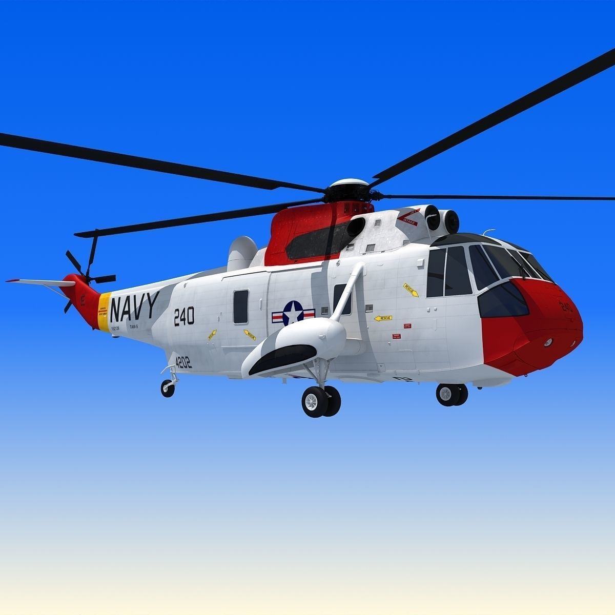 Red Sikorsky SH-3 Sea King 3D Model 3D model_1