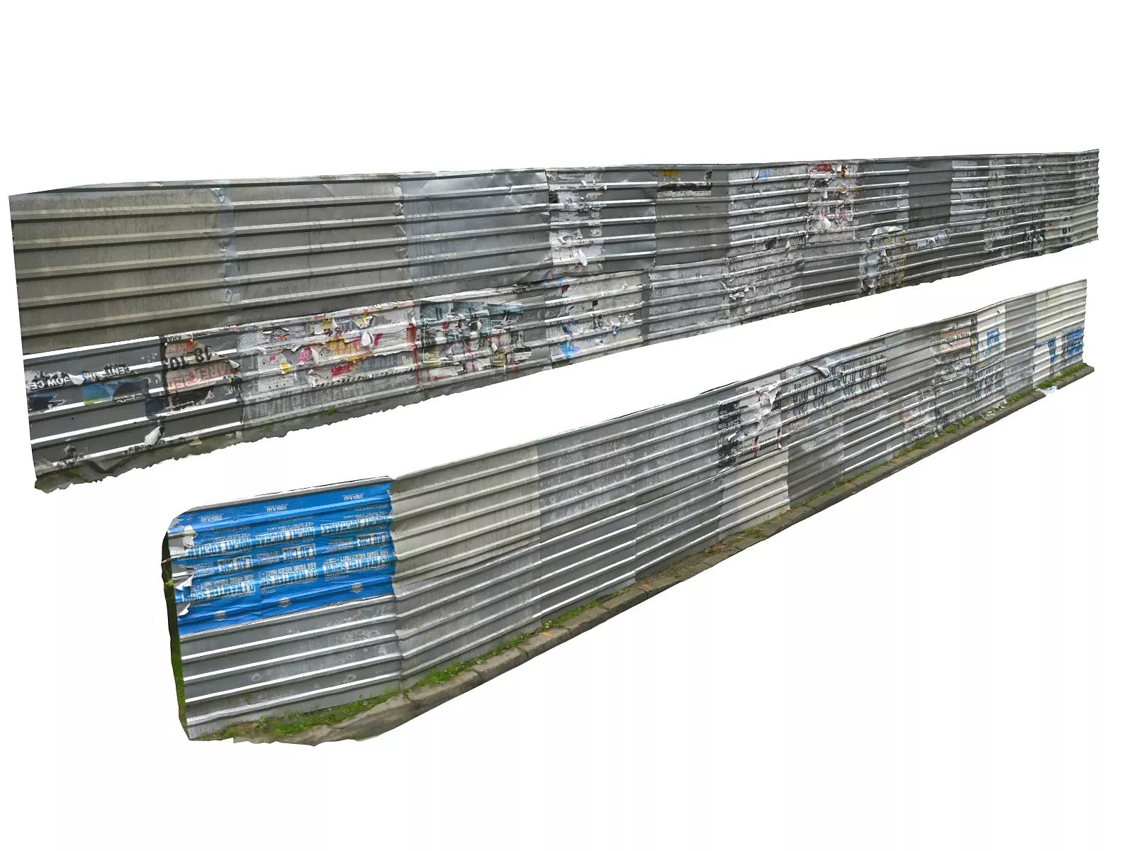 Metal construction barrier Pack 2 Low-poly 3D model