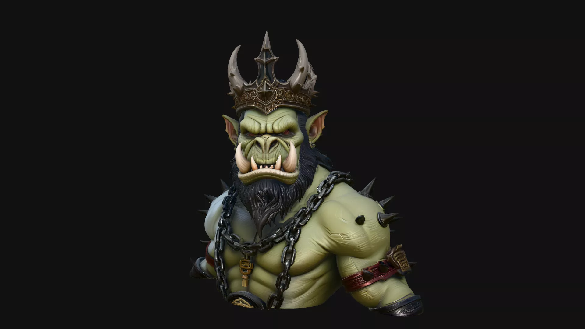 Orc King Bust Statue Design 2 - 3D Print Model 3D print model