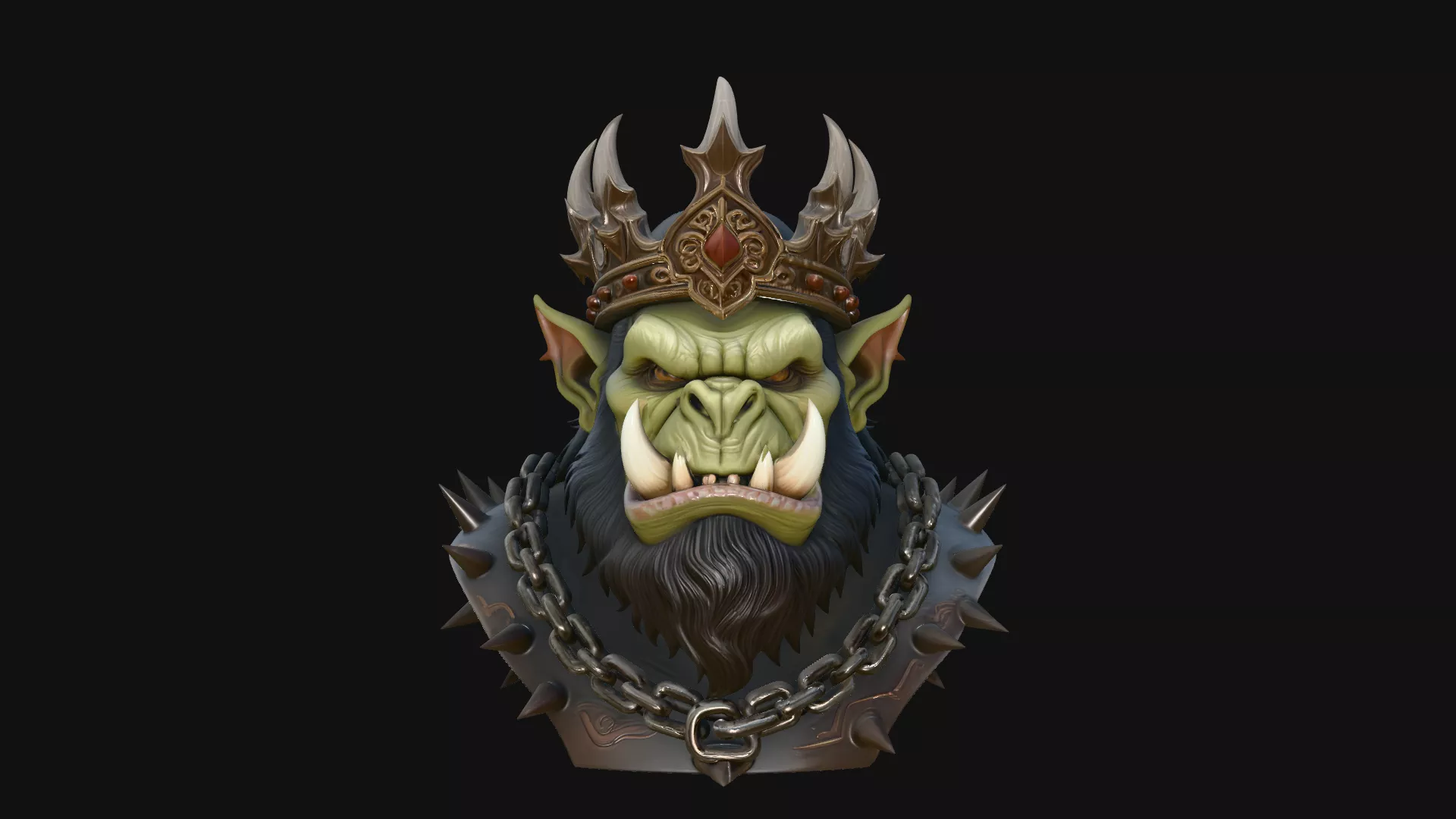 Orc King Bust Statue Design 4 - 3D Print Model 3D print model