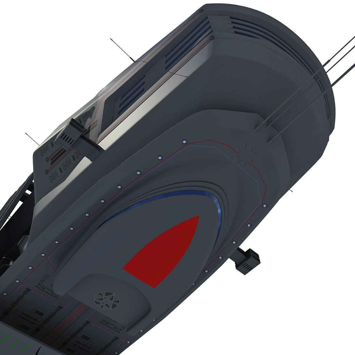 Black SciFi Frigate Spaceship 3D model_22