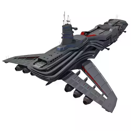 Black SciFi Frigate Spaceship 3D model