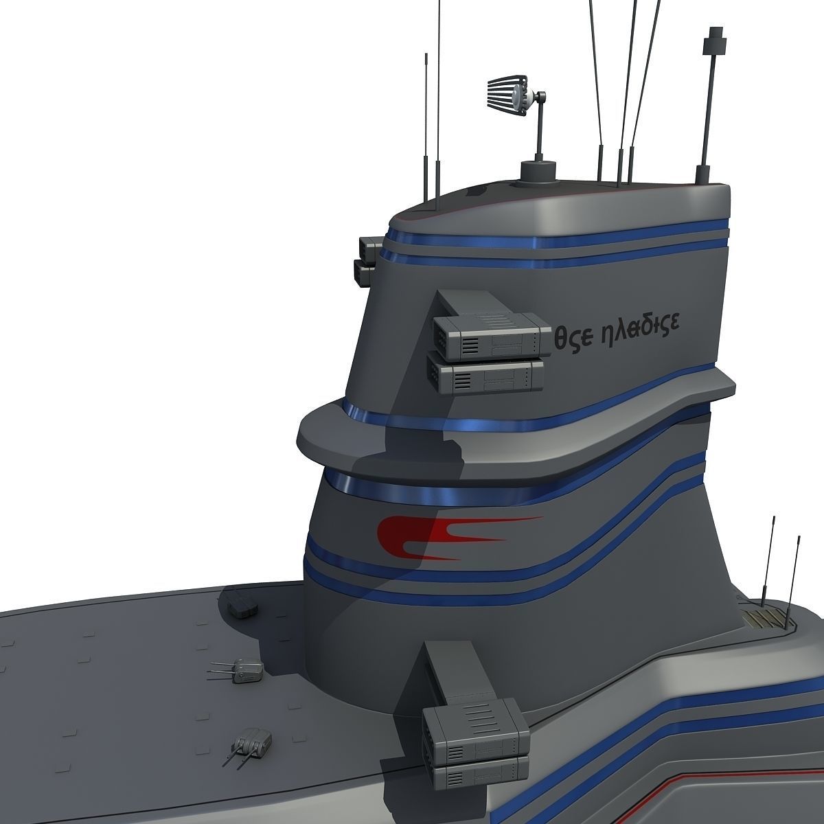 Black SciFi Frigate Spaceship 3D model_16