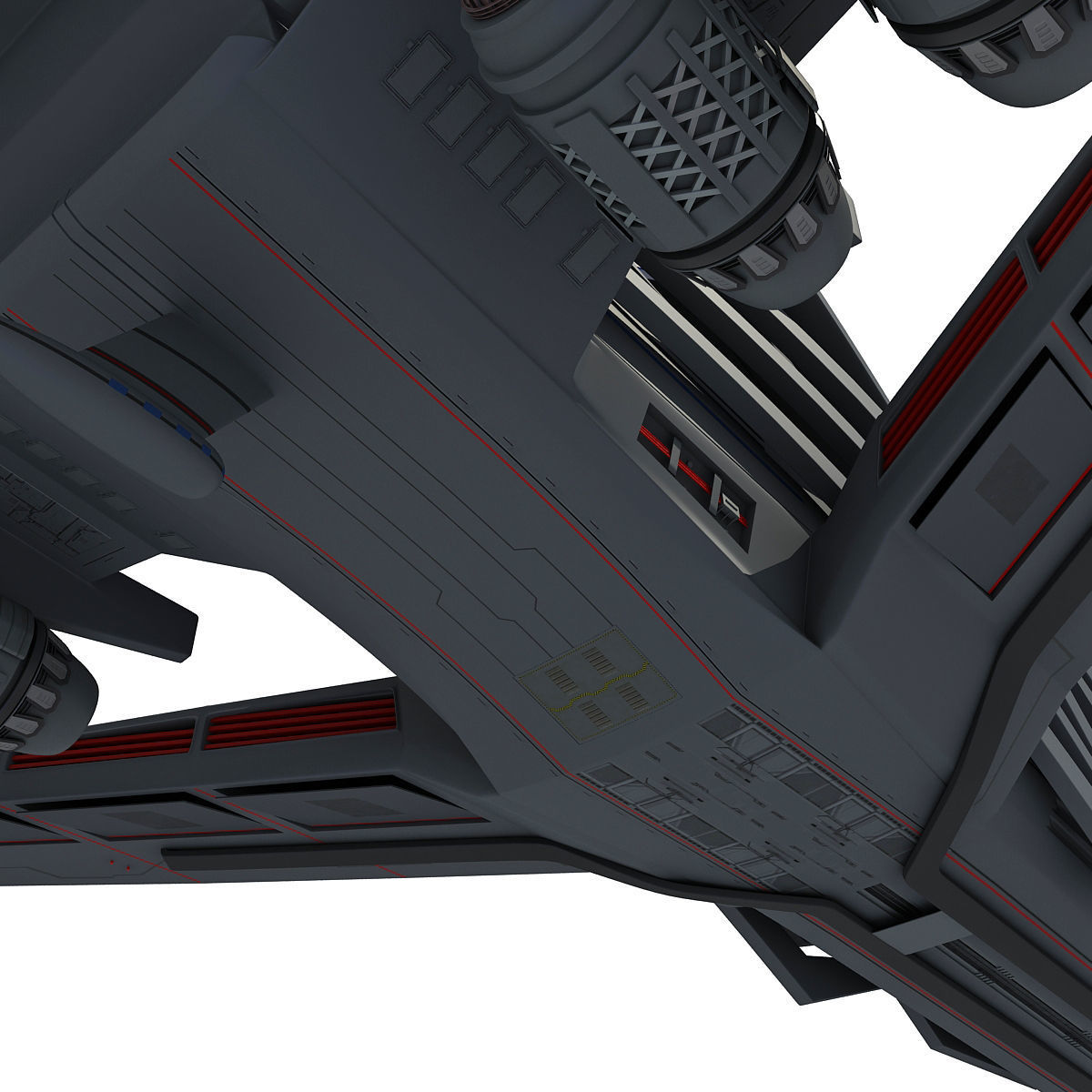 Black SciFi Frigate Spaceship 3D model_28
