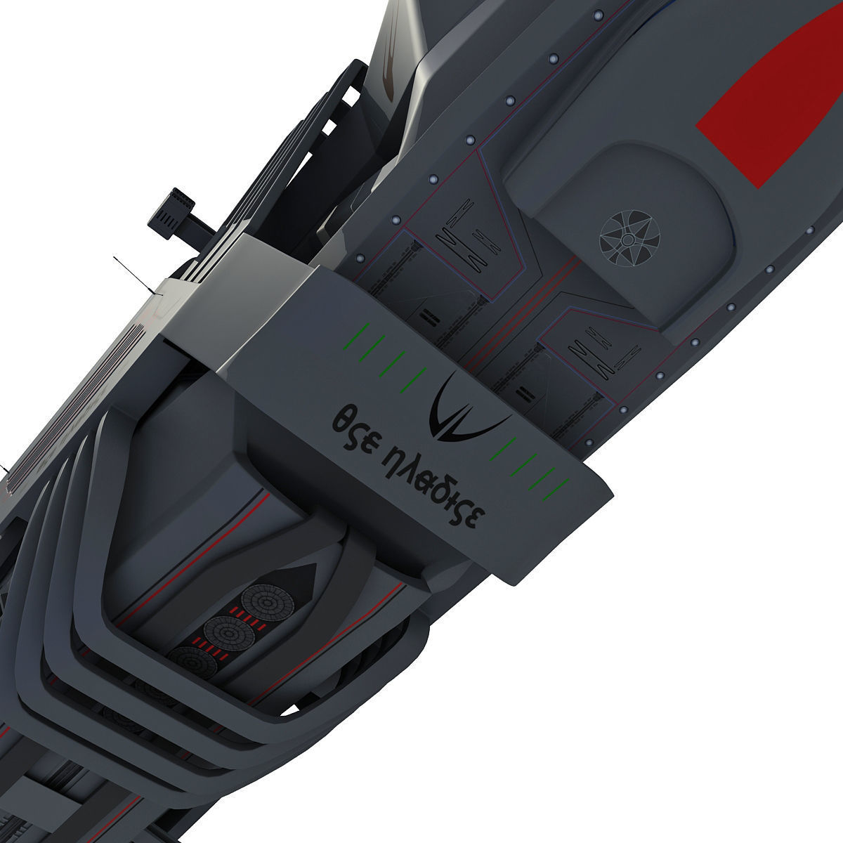 Black SciFi Frigate Spaceship 3D model_13