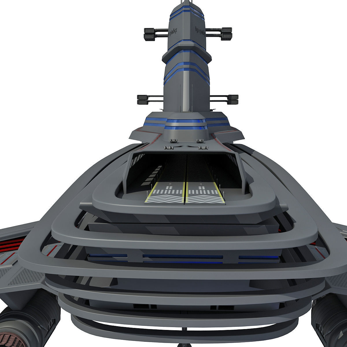Black SciFi Frigate Spaceship 3D model_14