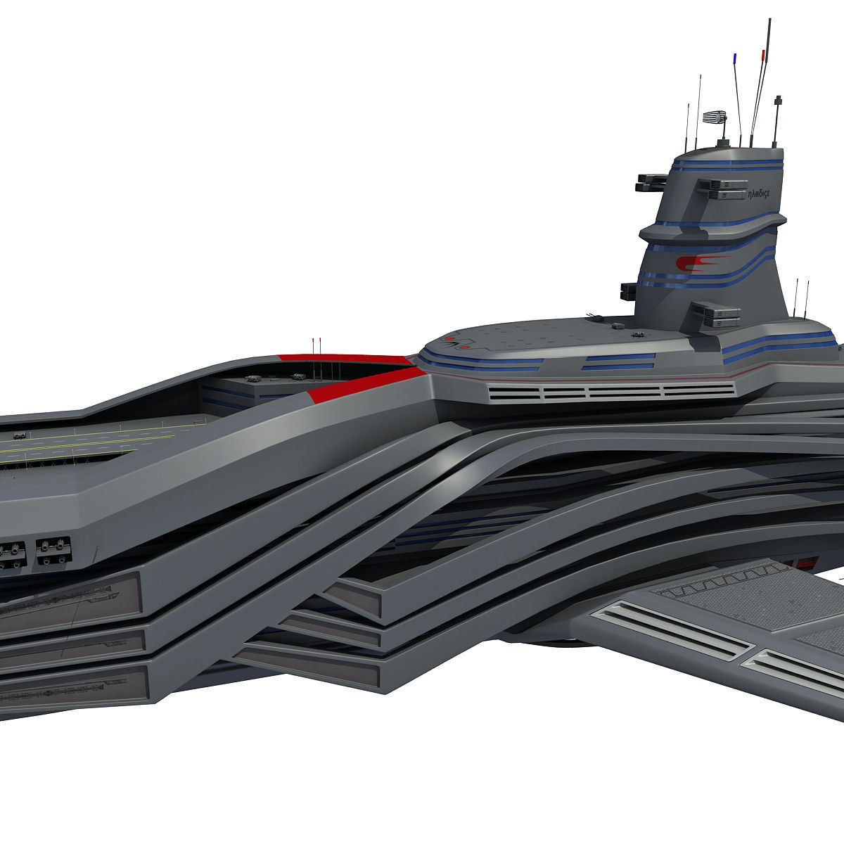 Black SciFi Frigate Spaceship 3D model_27