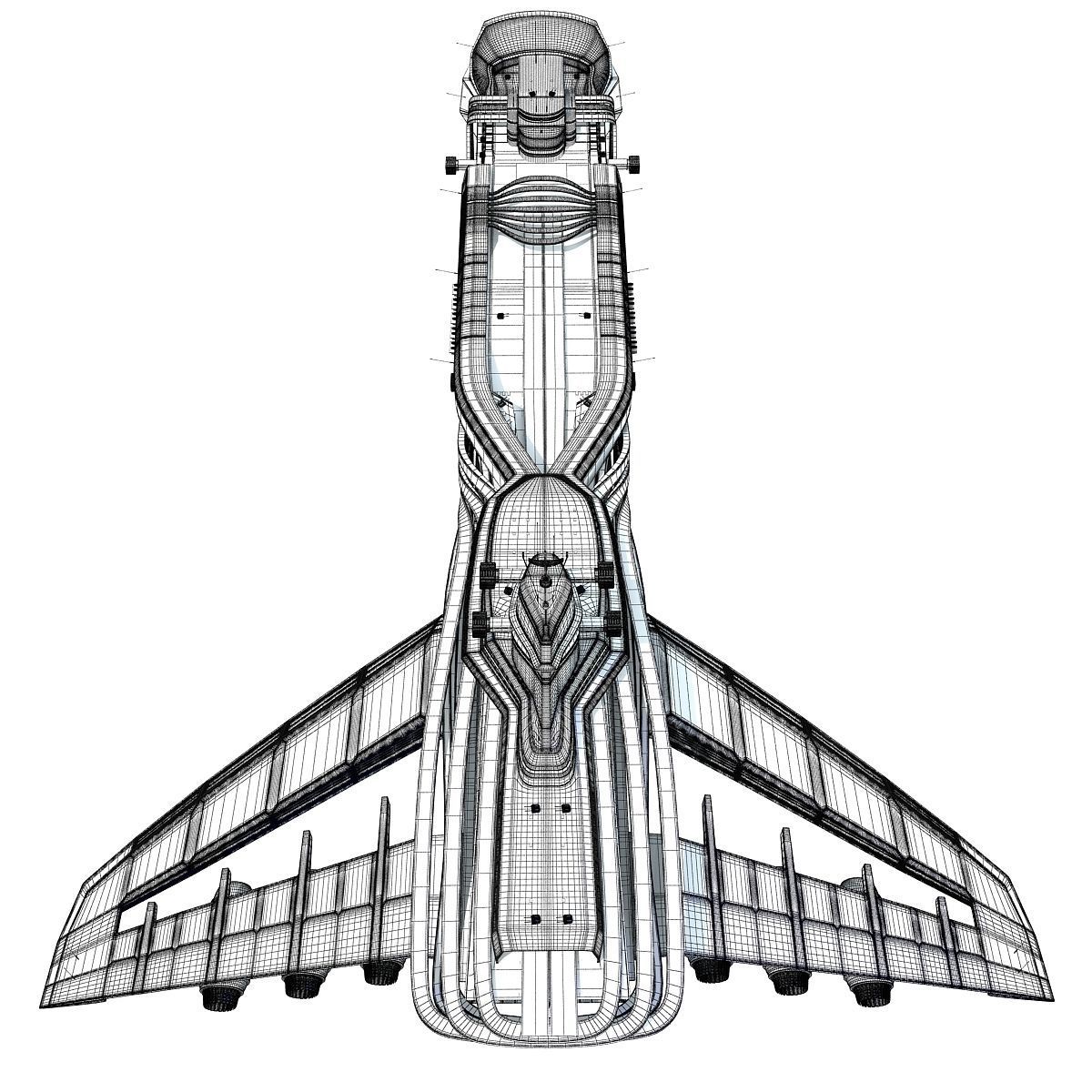 Black SciFi Frigate Spaceship 3D model_36