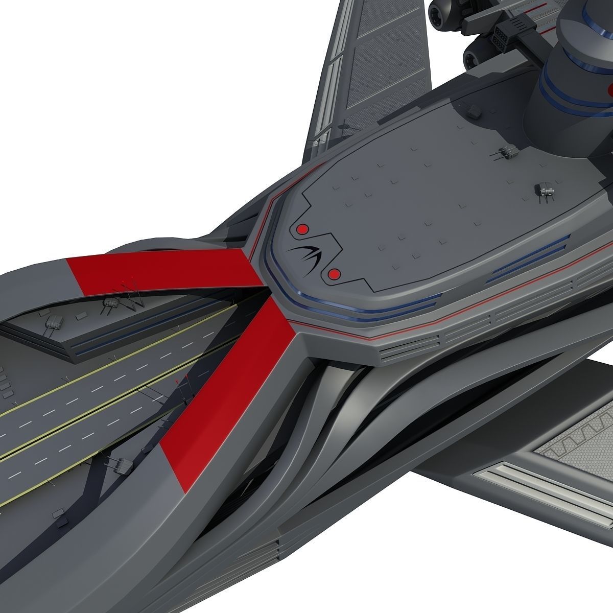 Black SciFi Frigate Spaceship 3D model_20