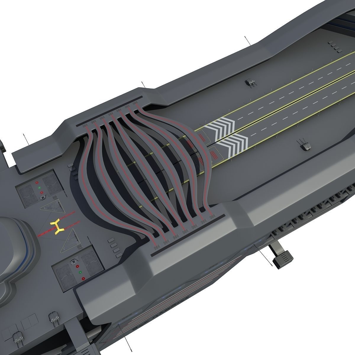 Black SciFi Frigate Spaceship 3D model_25