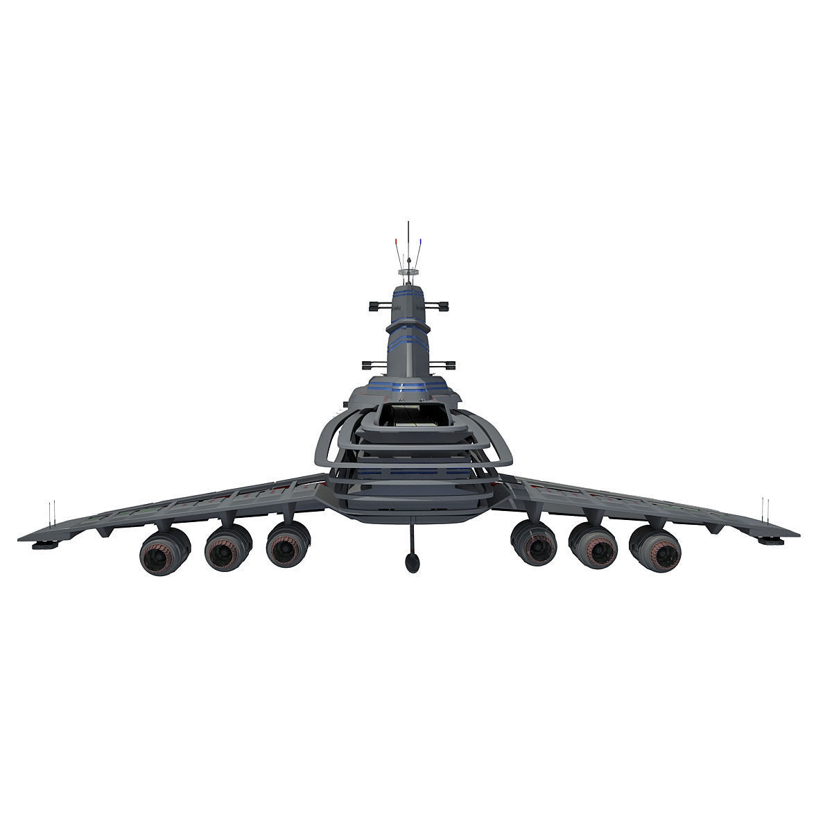Black SciFi Frigate Spaceship 3D model_8