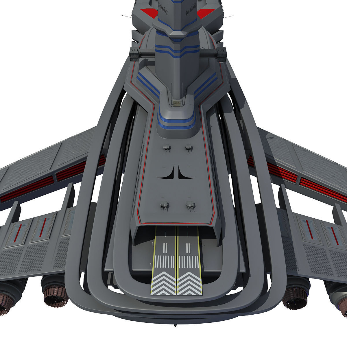 Black SciFi Frigate Spaceship 3D model_24