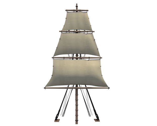 White Sailing Ship Mast 3 3D model